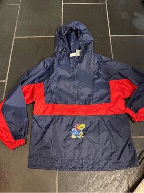 VTG Genuine Stuff KU Jayhawks Youth Half-Zip Anorak Jacket Sz M (10/12)